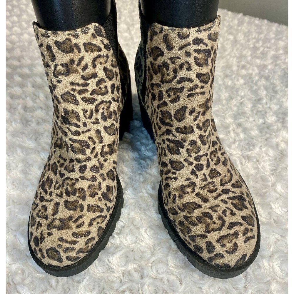 Xappeal Size 9 Laura Chunky Heeled Booties Cheetah Print Gold Fleck - Picture 2 of 10